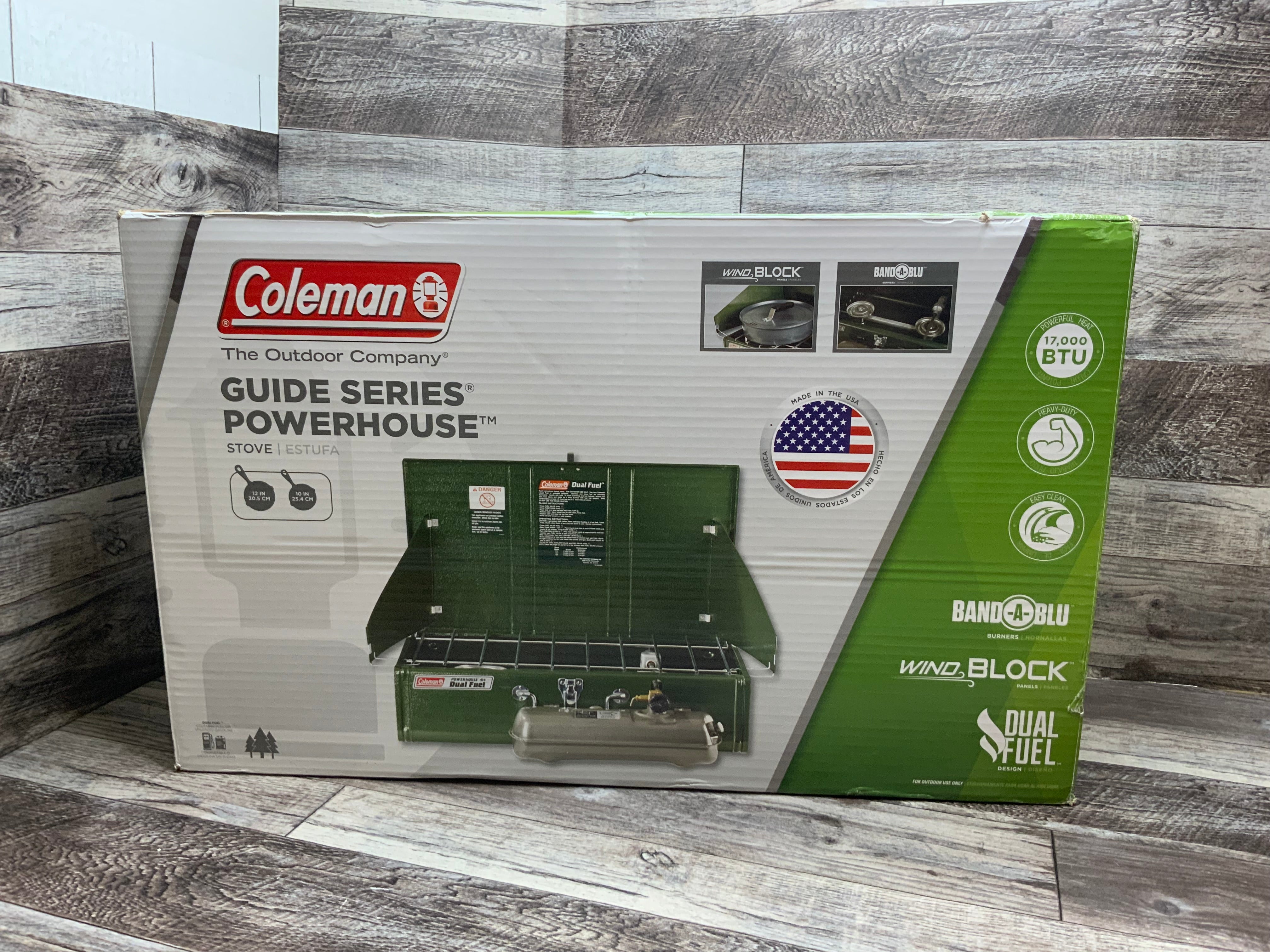 Coleman 414-700 Two-Burner Powerhouse Dual Fuel Camping Stove **Unfired** (8081838440686)